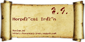 Horpácsi Irén névjegykártya